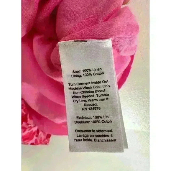 Vineyard Vines Boho Linen Pink Red Tile Otomi Romper Off the Shoulder Size Small - Picture 7 of 8